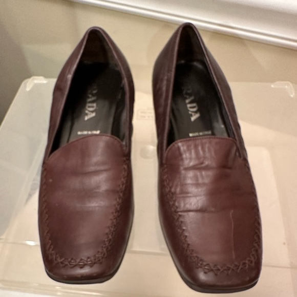 PRADA vintage brown leather loafer with rubber soles see pic. - Picture 1 of 5